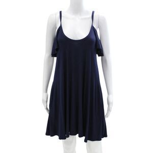 Robin Piccone Women's Scoop Neck Cold Shoulder Mini Dress Navy Blue Size S